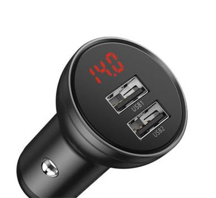 Baseus CCBX-0G Nabíječka do Auta s Displejem 24W 2x USB Grey