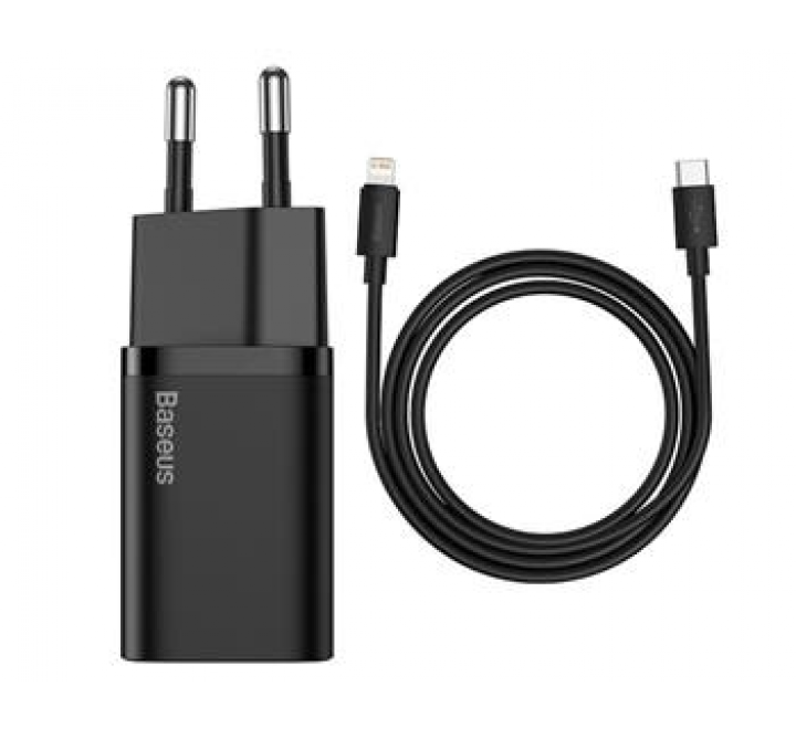 Baseus TZCCSUP-B01 Super Si Quick Nabíječka USB-C 20W + Simple Wisdom Data Kabel USB-C to iP 1m Black