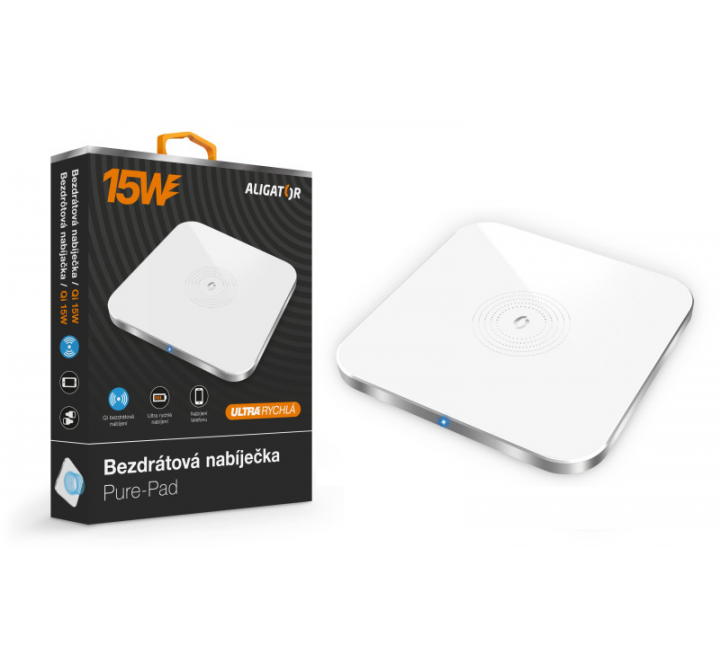 Bezdrátová nabíječka Aligator Pure-Pad 15W, bílá