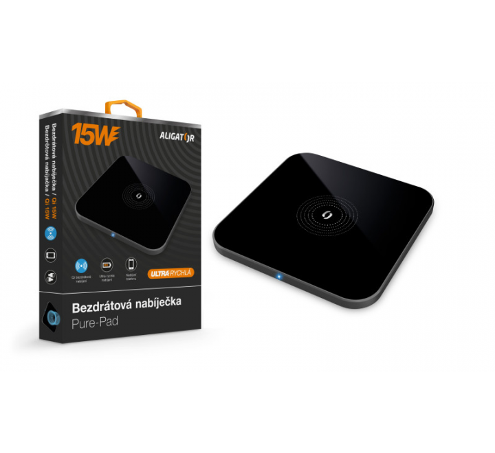Bezdrátová nabíječka Aligator Pure-Pad 15W, černá
