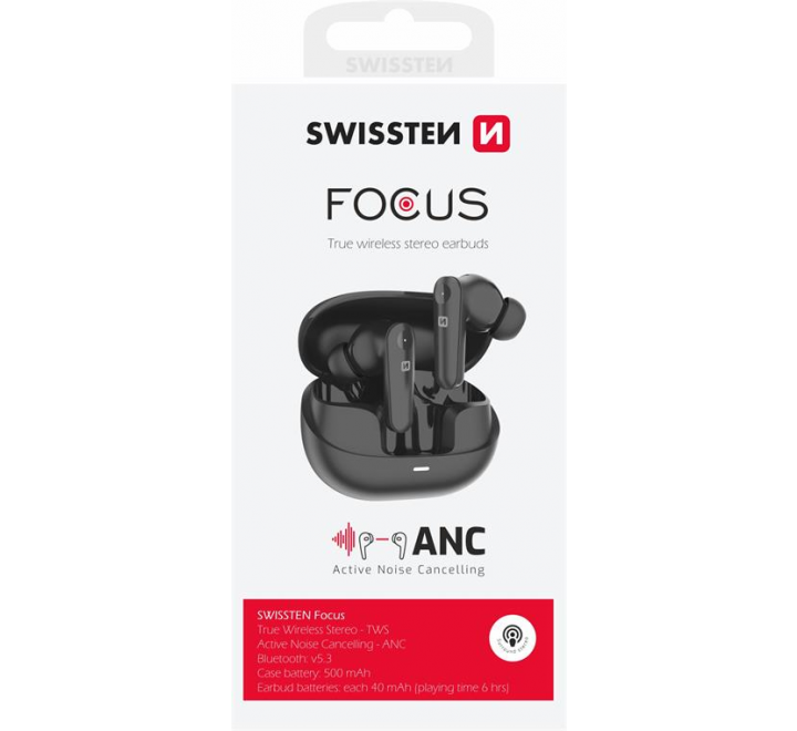BLUETOOTH ANC SLUCHÁTKA SWISSTEN FOCUS ČERNÁ