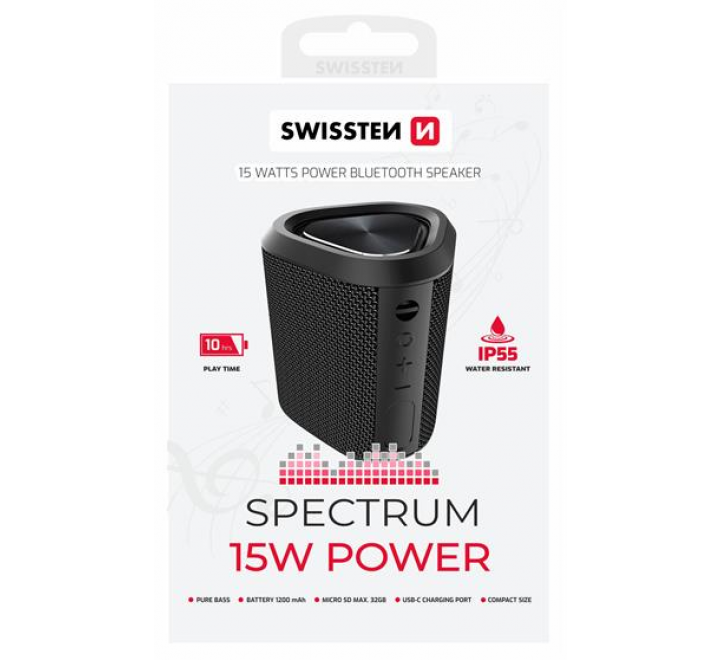 BLUETOOTH REPRODUKTOR SWISSTEN SPECTRUM 15 W ČERNÝ