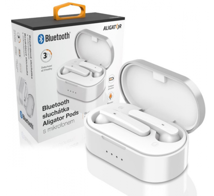 Bluetooth sluchátka ALIGATOR PODS, bílá