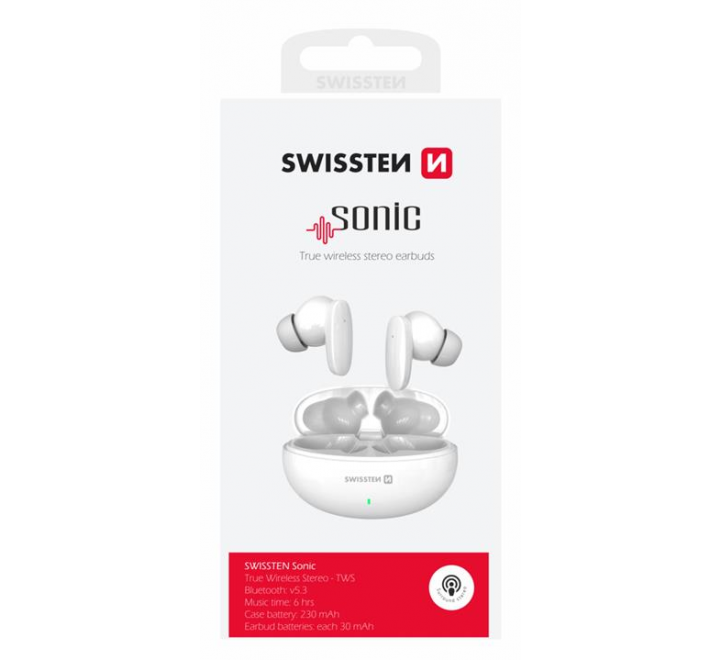 BLUETOOTH TWS SLUCHÁTKA SWISSTEN SONIC BÍLÁ