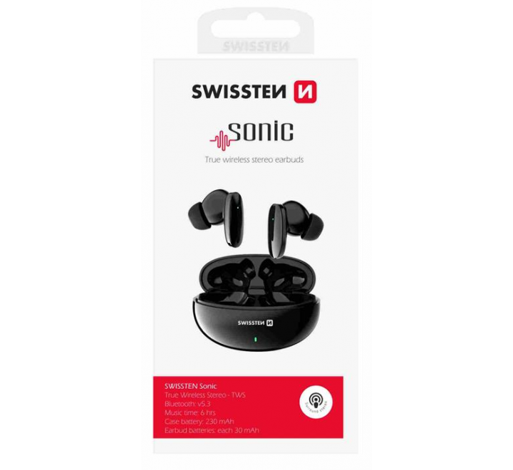 BLUETOOTH TWS SLUCHÁTKA SWISSTEN SONIC ČERNÁ