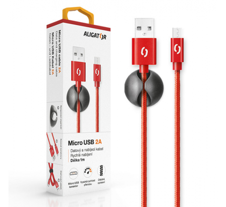 Datový kabel ALIGATOR PREMIUM 2A, Micro USB červený