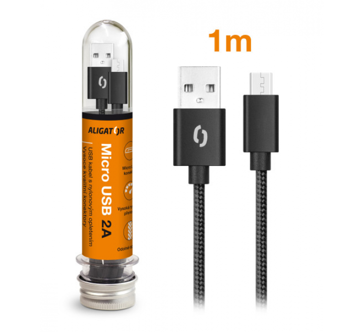 Datový kabel ALIGATOR TUBA 2A, Micro USB černý