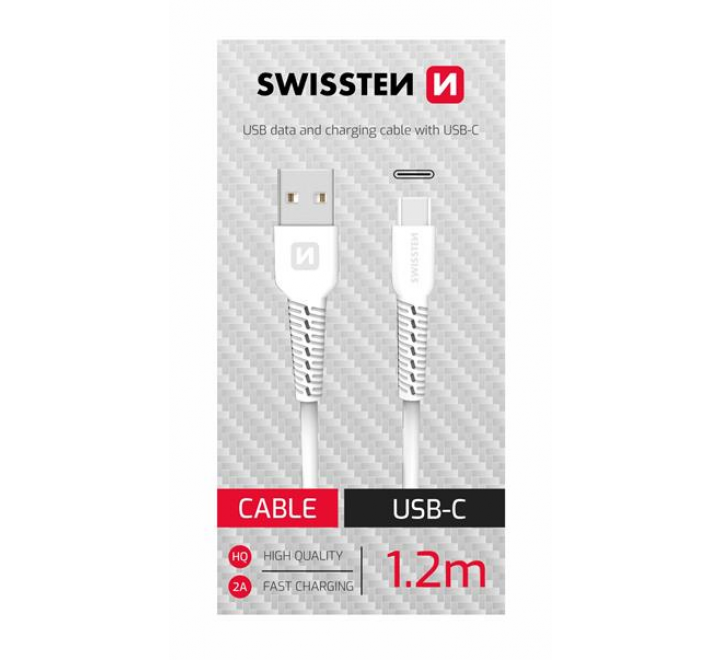 DATOVÝ KABEL SWISSTEN USB/USB-C BÍLÝ 1,2M  (SAMOPRODAVAČ)