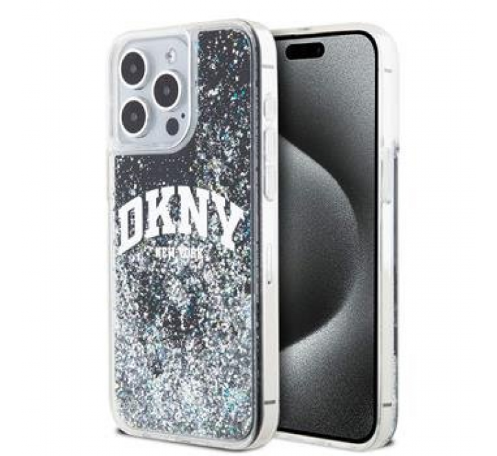 DKNY Liquid Glitter Arch Logo Zadní Kryt pro iPhone 13 Pro Black