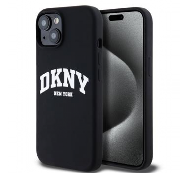 DKNY Liquid Silicone Arch Logo MagSafe Zadní Kryt pro iPhone 15 Black