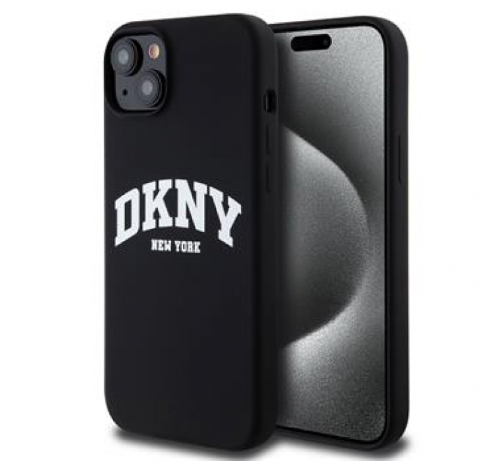 DKNY Liquid Silicone Arch Logo MagSafe Zadní Kryt pro iPhone 15 Plus Black