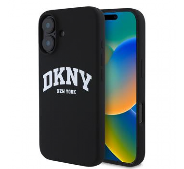 DKNY Liquid Silicone Arch Logo MagSafe Zadní Kryt pro iPhone 16 Plus Black