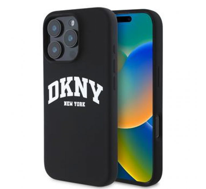 DKNY Liquid Silicone Arch Logo MagSafe Zadní Kryt pro iPhone 16 Pro Max Black