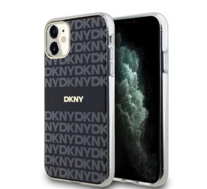 DKNY PC/TPU Repeat Pattern Tonal Stripe Magsafe Zadní Kryt pro iPhone 11 Black