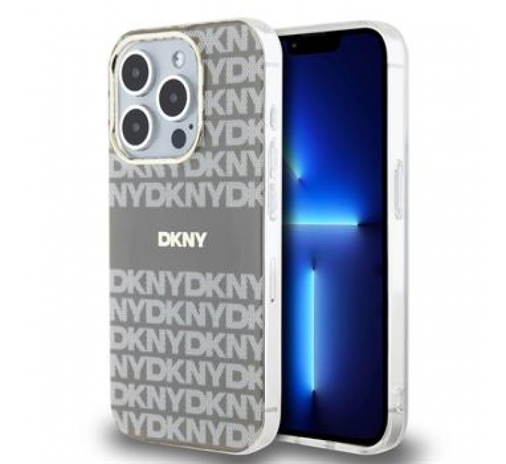 DKNY PC/TPU Repeat Pattern Tonal Stripe Magsafe Zadní Kryt pro iPhone 13 Pro Beige