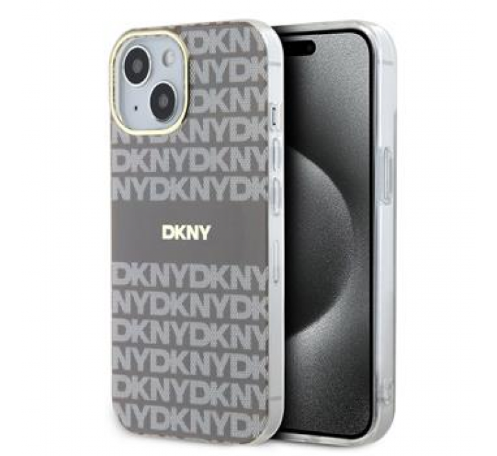 DKNY PC/TPU Repeat Pattern Tonal Stripe Magsafe Zadní Kryt pro iPhone 14 Beige