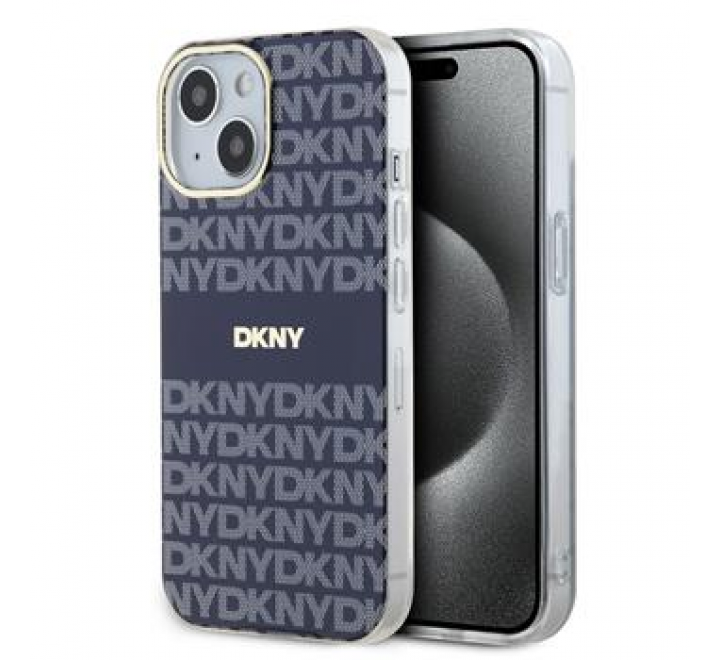 DKNY PC/TPU Repeat Pattern Tonal Stripe Magsafe Zadní Kryt pro iPhone 15 Blue