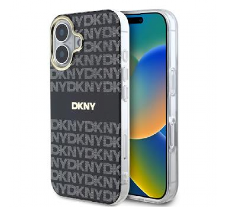 DKNY PC/TPU Repeat Pattern Tonal Stripe Magsafe Zadní Kryt pro iPhone 16 Black
