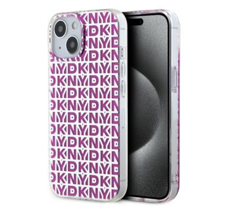 DKNY PC/TPU Repeat Pattern Zadní Kryt pro iPhone 15 Pink