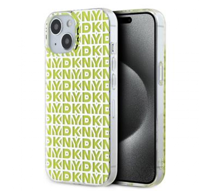 DKNY PC/TPU Repeat Pattern Zadní Kryt pro iPhone 15 Yellow