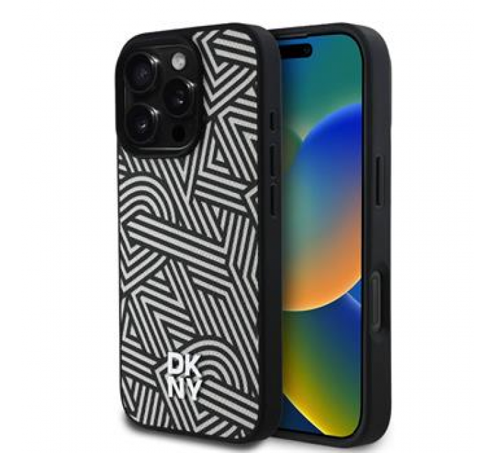 DKNY PU Leather Crosswalk Pattern Magsafe Zadní Kryt pro iPhone 16 Pro Max Ivory