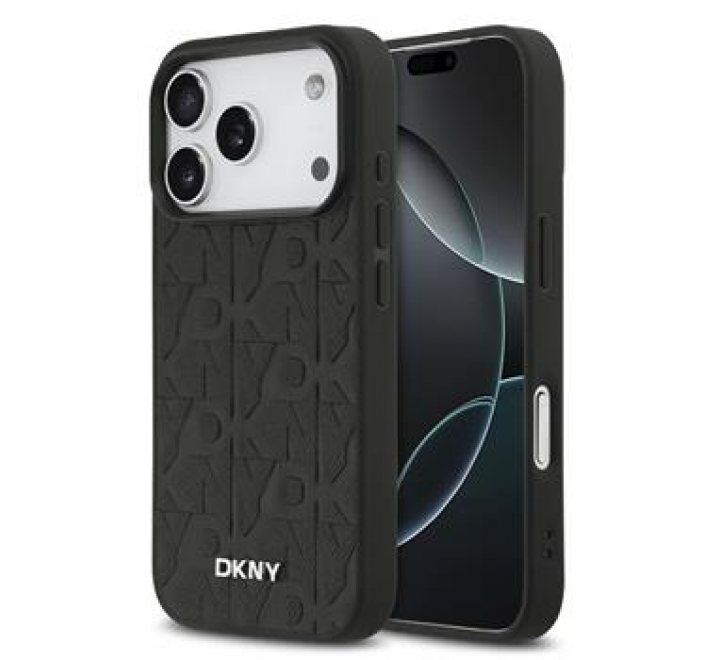 DKNY PU Leather Grid Pattern Magsafe Zadní Kryt pro iPhone 17 Pro Black