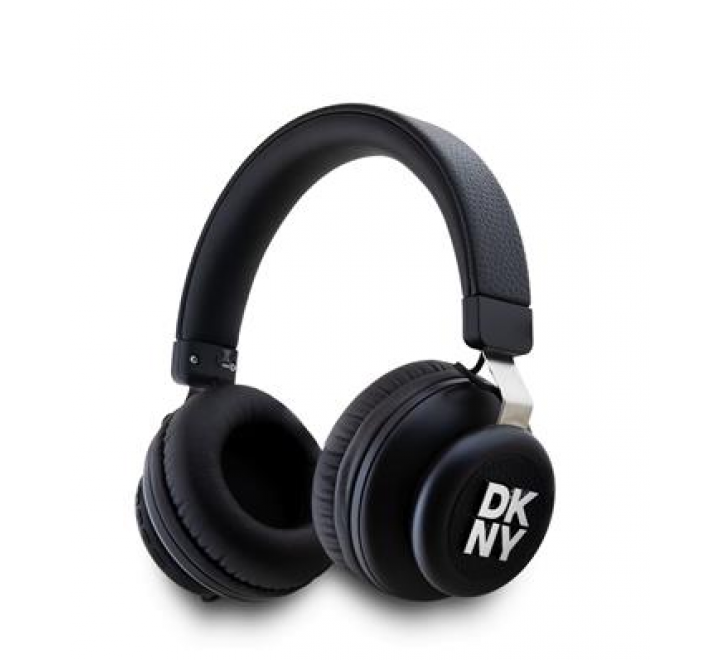 DKNY PU Leather Stack Logo Bezdrátová Sluchátka Black