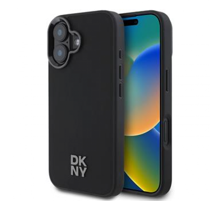 DKNY PU Leather Stack Logo Magsafe Zadní Kryt pro iPhone 16 Black
