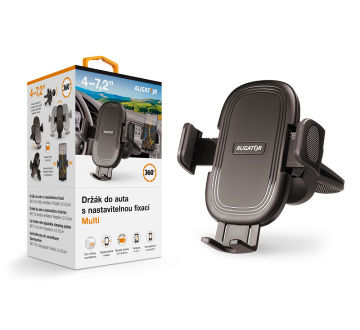 Držák do auta s nastavitelnou fixací HA20 Aligator Multi do ventilační mřížky, univerzální