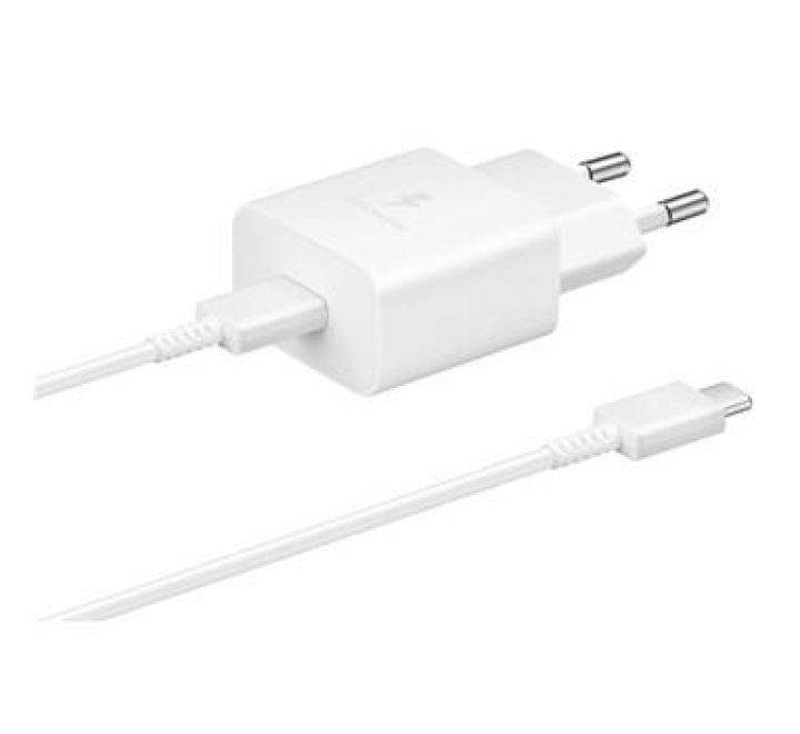 EP-T1510EWE + EP-DA705BWE Samsung 15W Cestovní nabíječka + USB-C/USB-C Datový Kabel White (OOB Bulk)