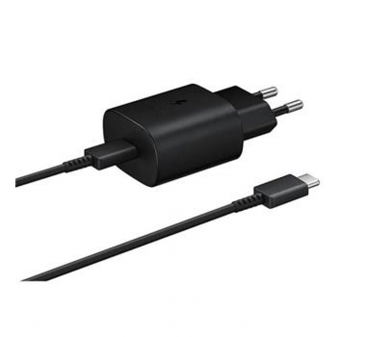 EP-TA800EBE + EP-DA705BBE Samsung 25W Cestovní nabíječka + USB-C/USB-C Datový Kabel Black (OOB Bulk)