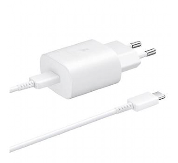 EP-TA800EWE + EP-DA705BWE Samsung 25W Cestovní nabíječka + USB-C/USB-C Datový Kabel White (OOB Bulk)