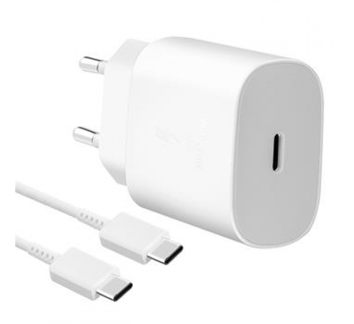 EP-TA800EWE + EP-DA905BWE Samsung 25W Cestovní nabíječka + USB-C/USB-C Datový Kabel White (OOB Bulk)