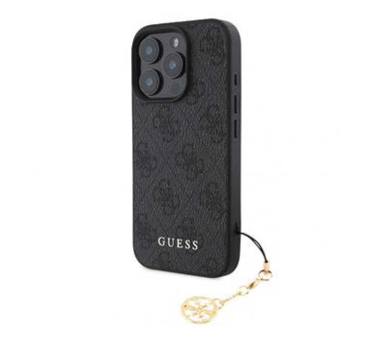 Guess 4G Charm Zadní Kryt pro iPhone 16 Pro Max Tone on Tone Grey