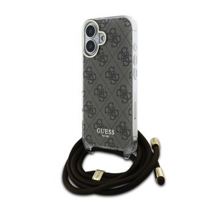 Guess IML 4G Printed Crossbody Popruh Zadní Kryt pro iPhone 16 Brown