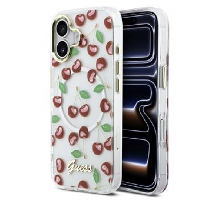 Guess IML Glitter Cherry MagSafe Zadní Kryt pro iPhone 17