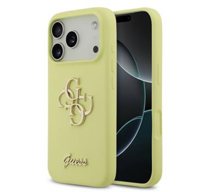 Guess Liquid Silicone 4G Metal Logo Zadní Kryt pro iPhone 17 Pro Yellow