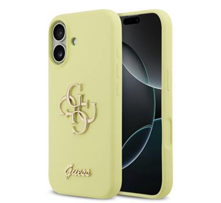 Guess Liquid Silicone 4G Metal Logo Zadní Kryt pro iPhone 17 Yellow