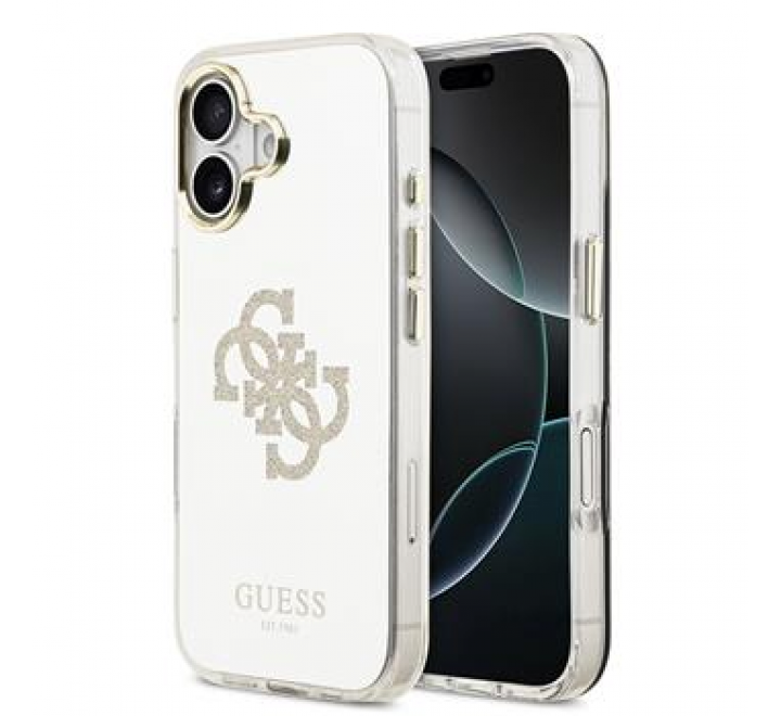 Guess PC/TPU Mirror 4G Glitter Logo MagSafe Zadní Kryt pro iPhone 17 Gold