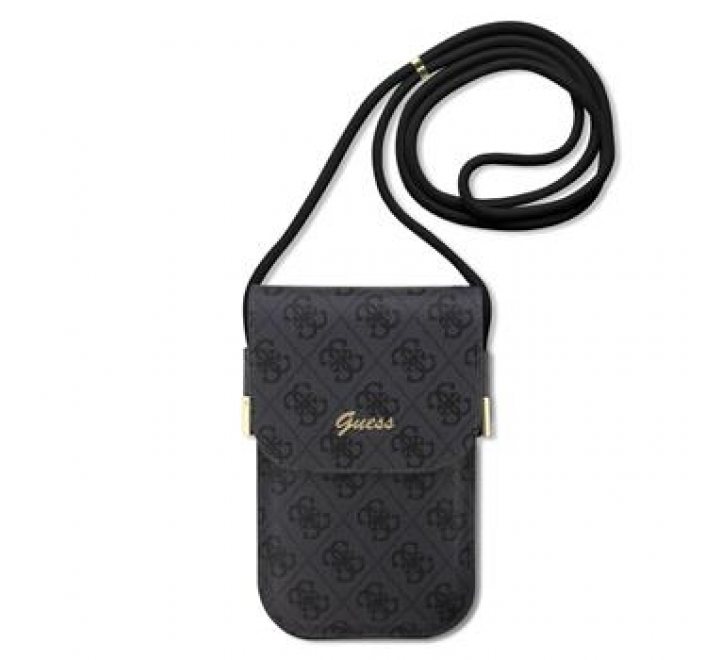 Guess PU 4G Metal Logo Script Phone Bag Black