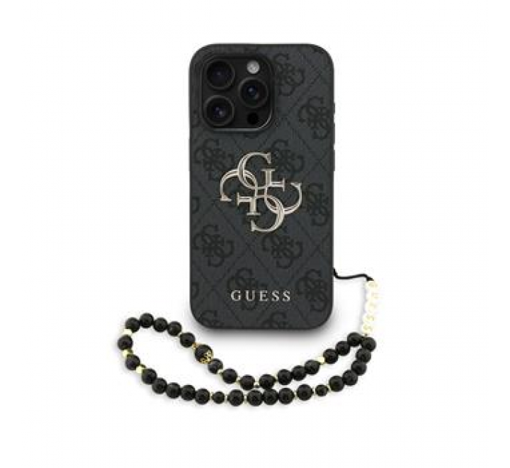 Guess PU 4G Metal Logo Strap Zadní Kryt pro iPhone 15 Pro Max Black