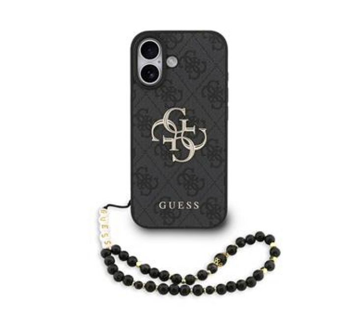 Guess PU 4G Metal Logo Strap Zadní Kryt pro iPhone 17 Black