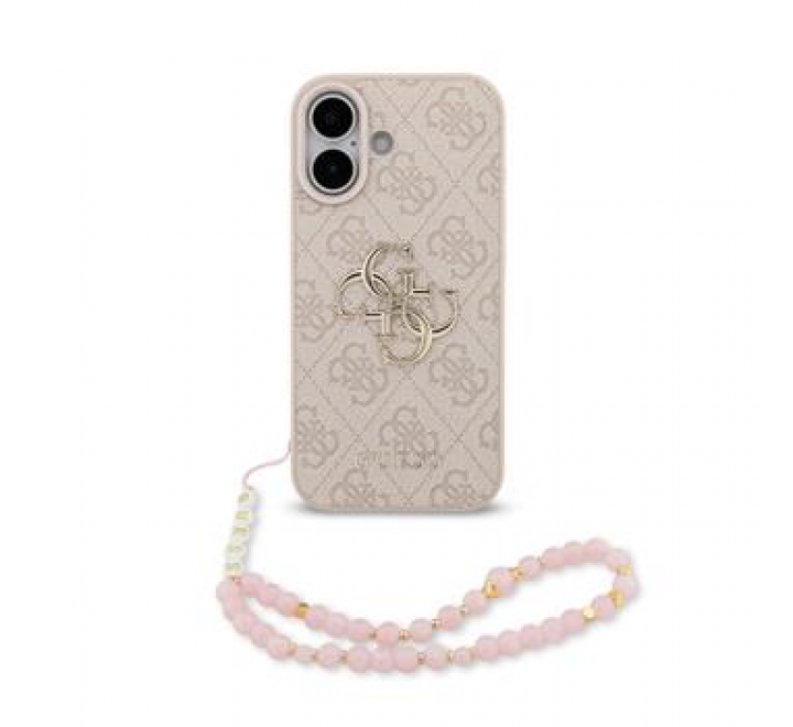 Guess PU 4G Metal Logo Strap Zadní Kryt pro iPhone 17 Pink