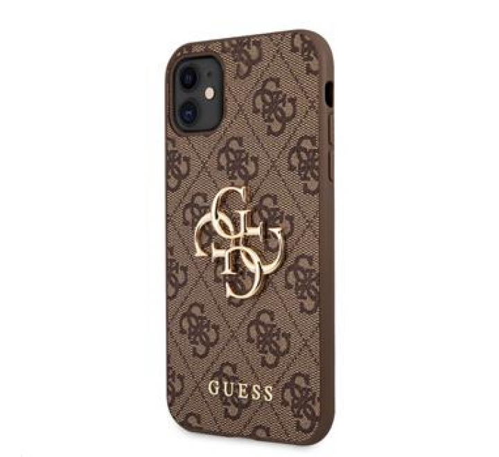 Guess PU 4G Metal Logo Zadní Kryt pro iPhone 11 Brown