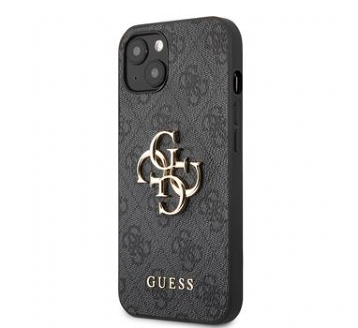 Guess PU 4G Metal Logo Zadní Kryt pro iPhone 13 Grey