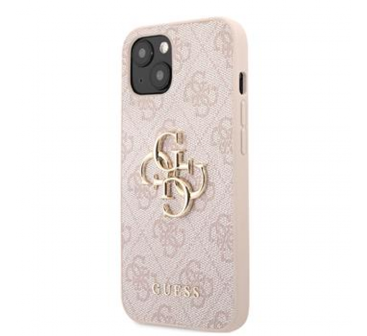 Guess PU 4G Metal Logo Zadní Kryt pro iPhone 13 Pink
