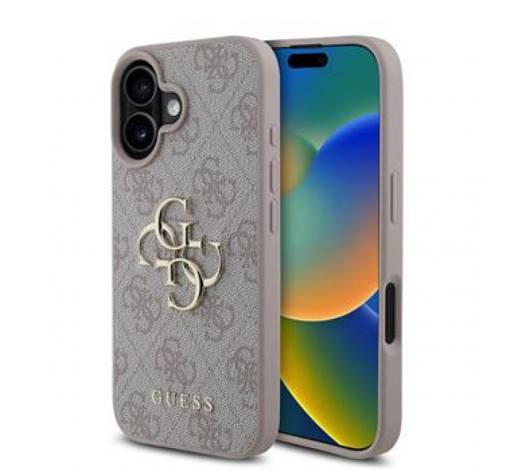 Guess PU 4G Metal Logo Zadní Kryt pro iPhone 16 Pink
