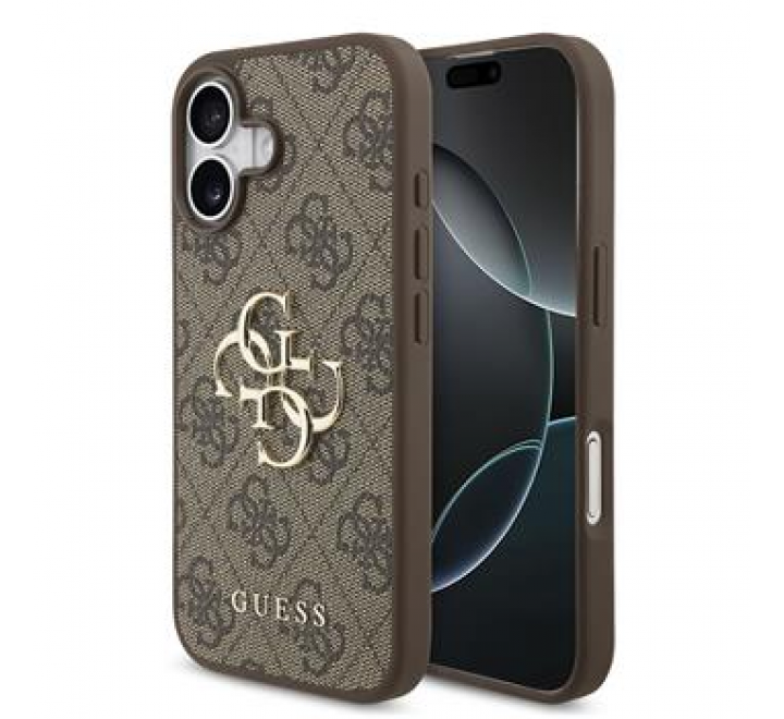 Guess PU 4G Metal Logo Zadní Kryt pro iPhone 17 Brown