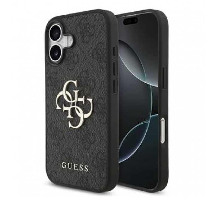 Guess PU 4G Metal Logo Zadní Kryt pro iPhone 17 Grey