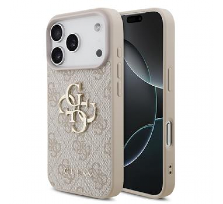 Guess PU 4G Metal Logo Zadní Kryt pro iPhone 17 Pro Pink
